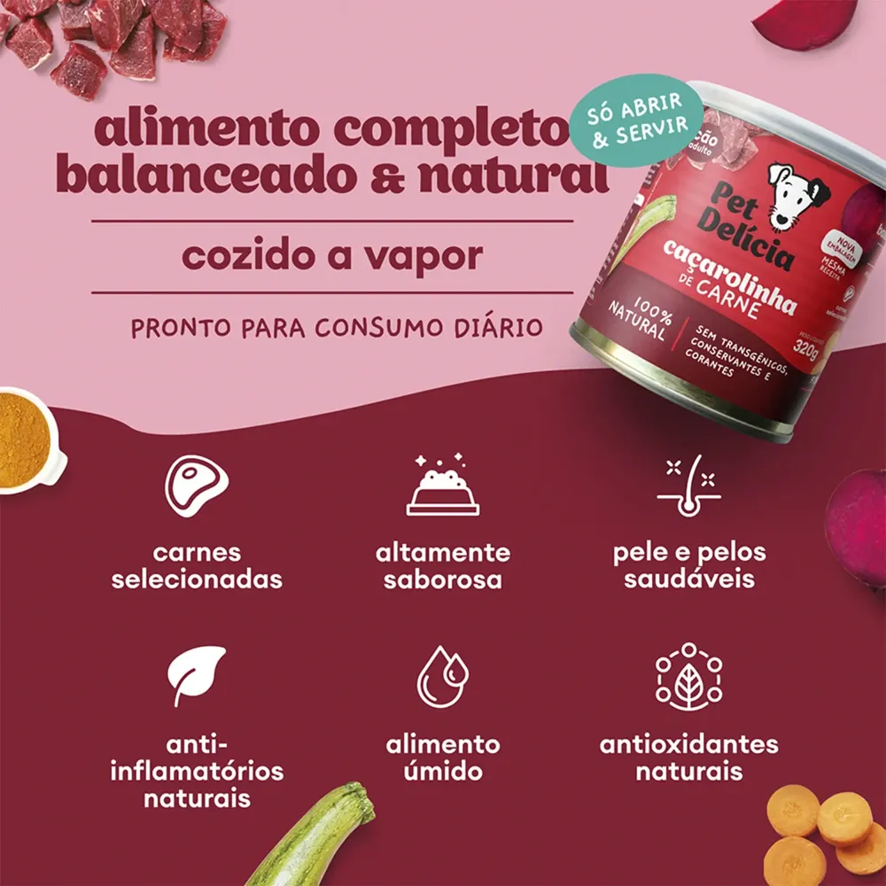 Ração Úmida Pet Delícia Cães Caçarolinha de Carne — foto 2