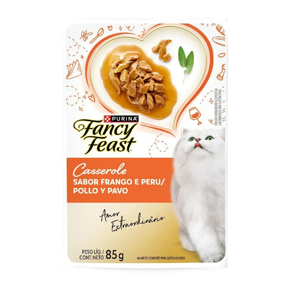 Ração Úmida Fancy Feast Casserole Frango e Peru
