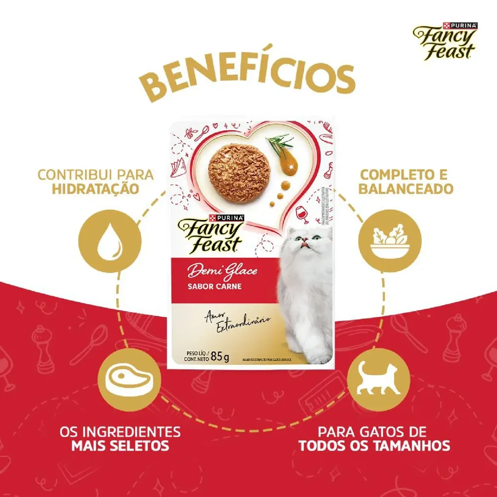 Ração Úmida Fancy Feast Demi Glace Carne — foto 5
