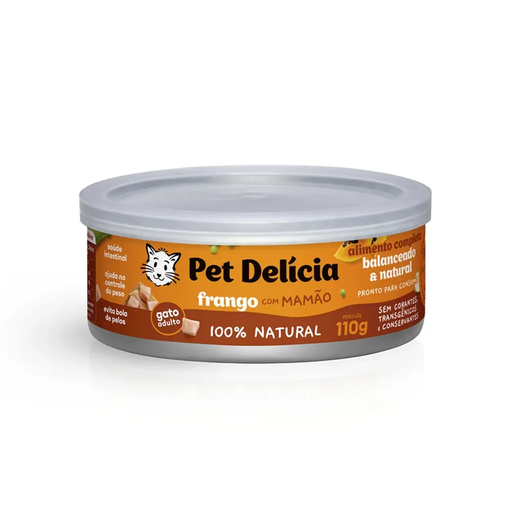 Ração Úmida Pet Delícia Gatos Frango com Mamão