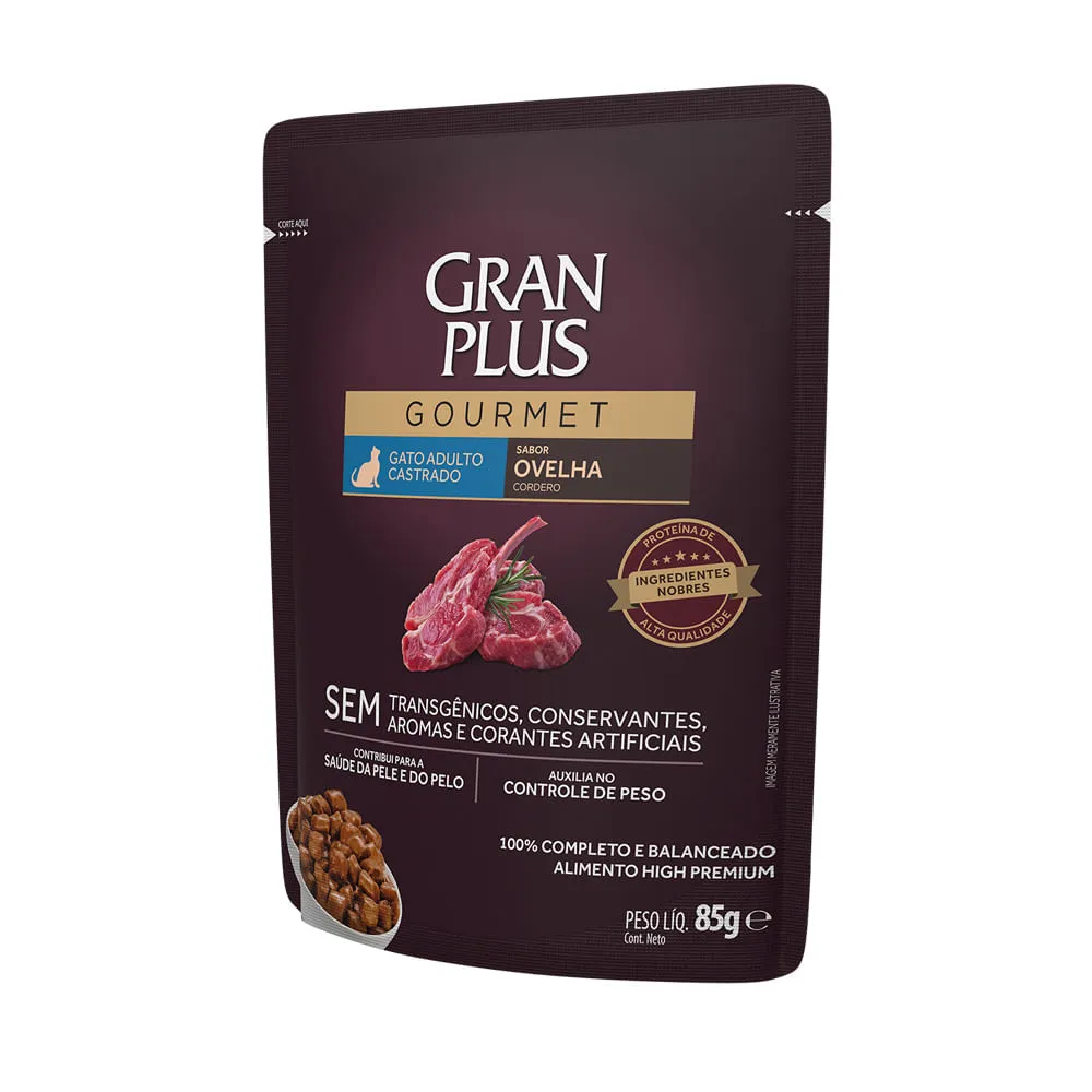 Ração Úmida GranPlus Gourmet Gatos Castrados Ovelha — foto 2