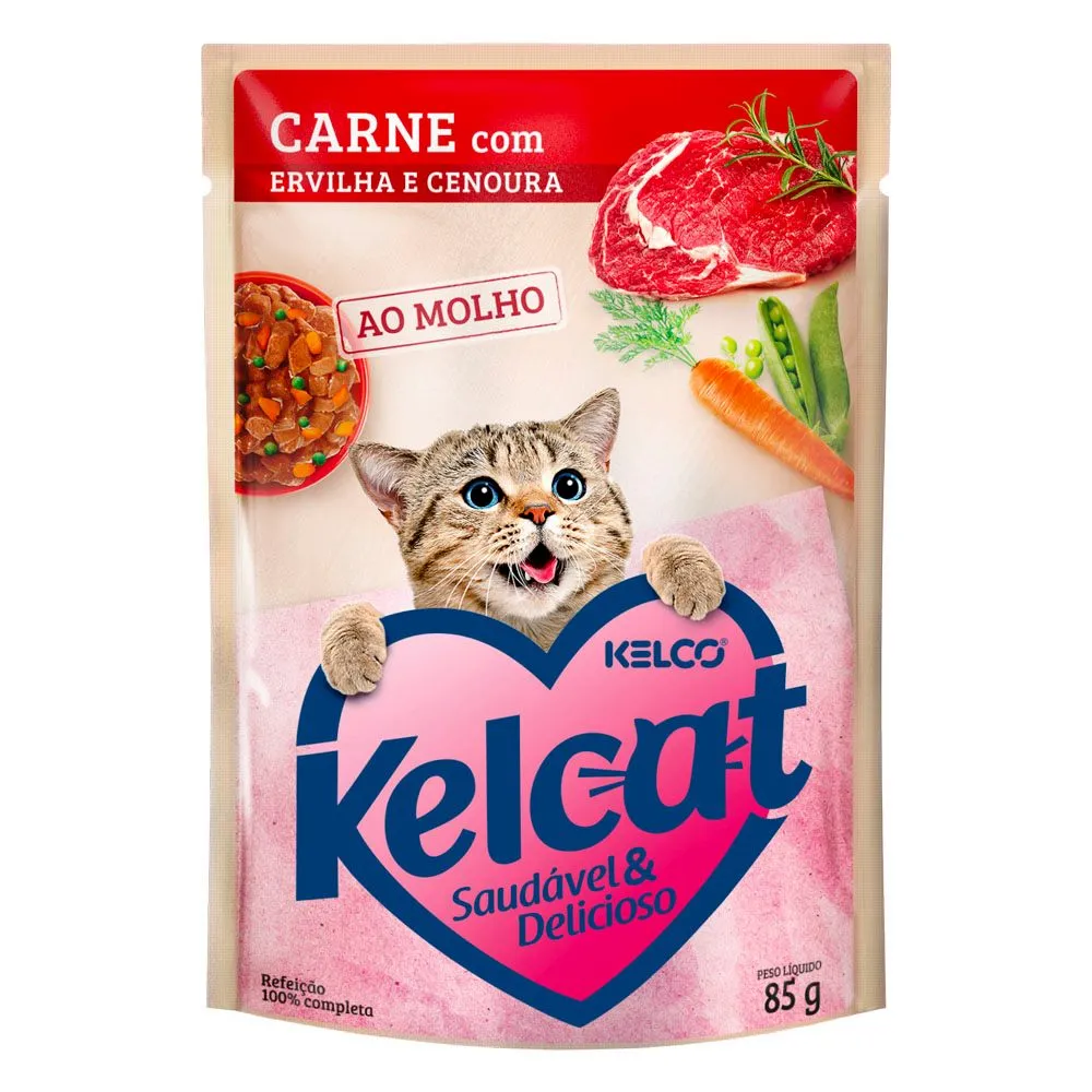 Ração Úmida Kelcat Carne com Ervilha e Cenoura