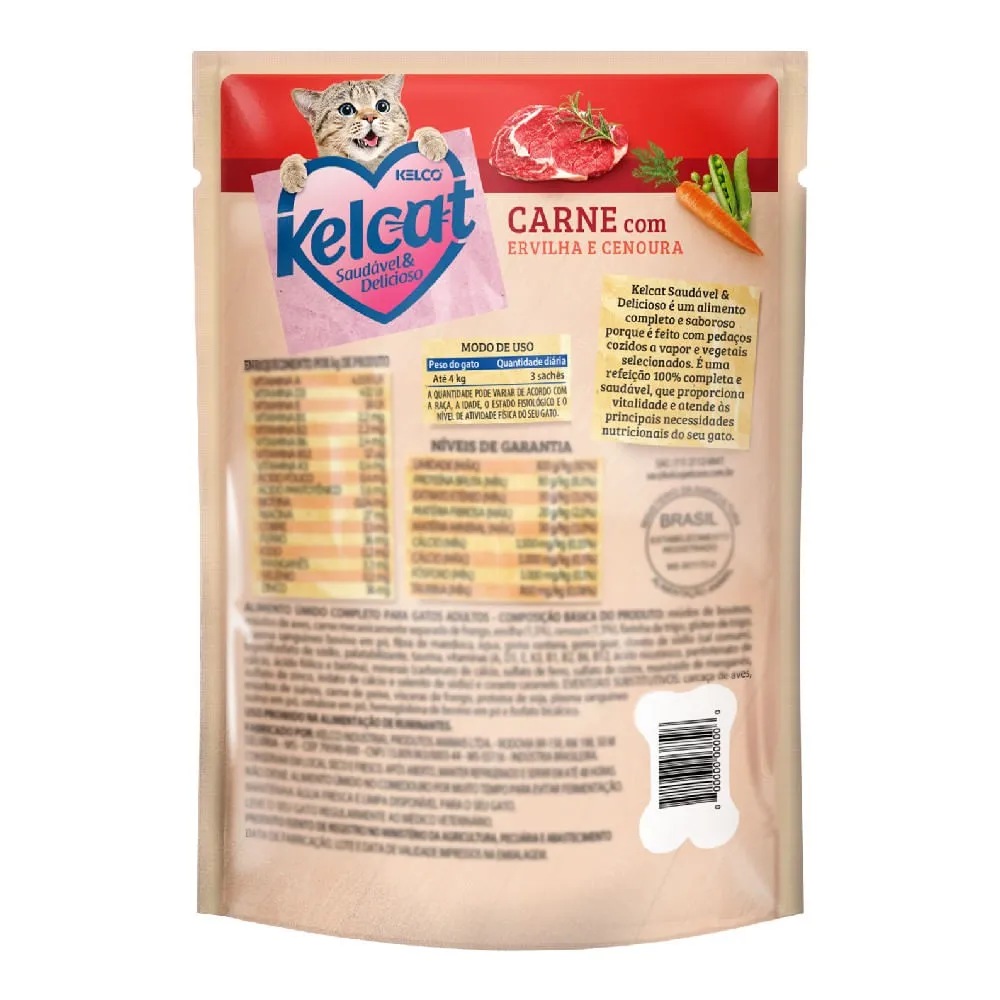 Ração Úmida Kelcat Carne com Ervilha e Cenoura — foto 2