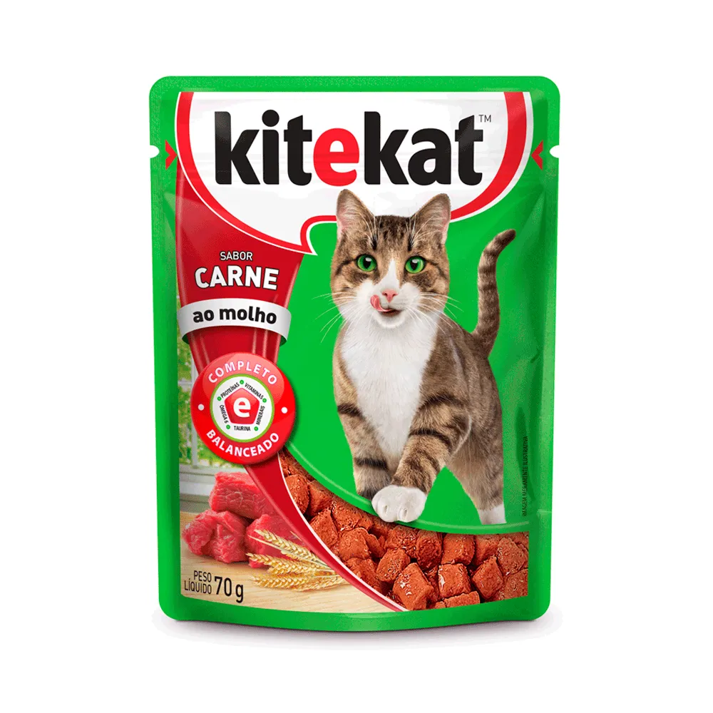 Ração Úmida KiteKat Sachê para Gatos Adultos Carne ao Molho — foto 2