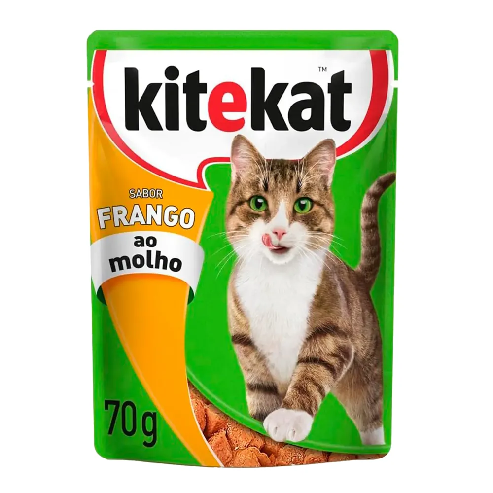Ração Úmida KiteKat Sachê para Gatos Adultos Frango ao Molho