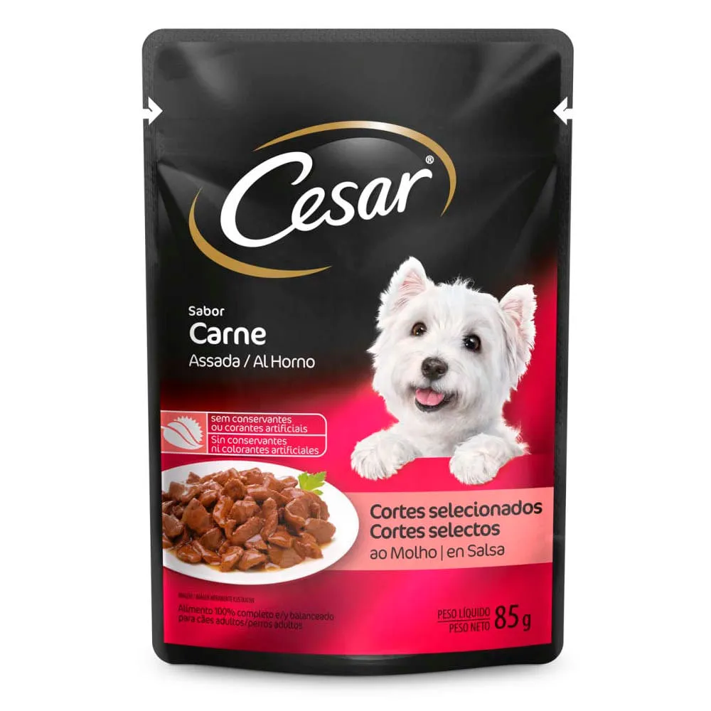Ração Úmida Cesar para Cães Adultos Sachê Carne Assada ao Molho — foto 2