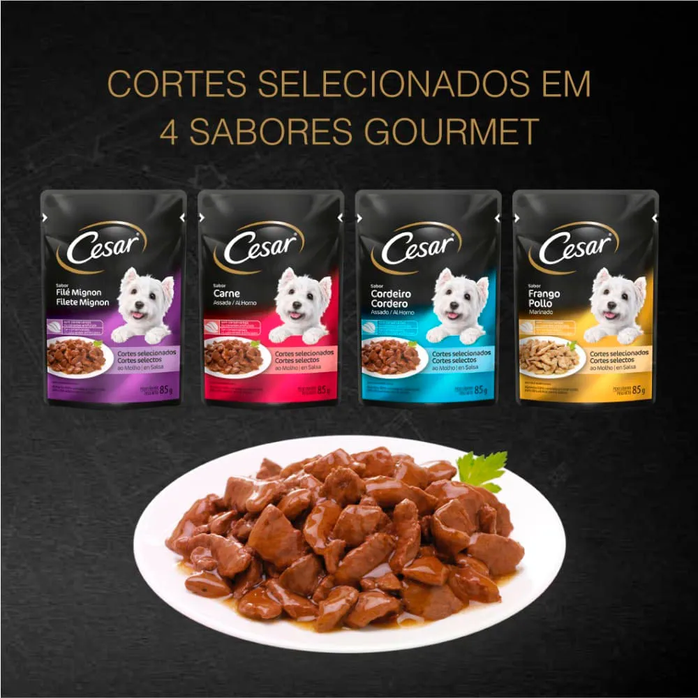 Ração Úmida Cesar para Cães Adultos Sachê Cordeiro Assado ao Molho — foto 5