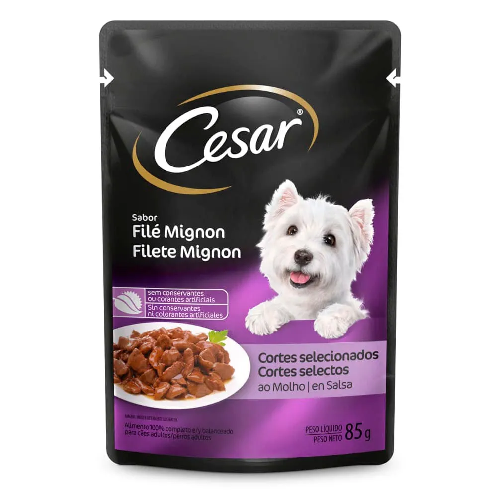 Ração Úmida Cesar para Cães Adultos Sachê Filé Mignon — foto 2