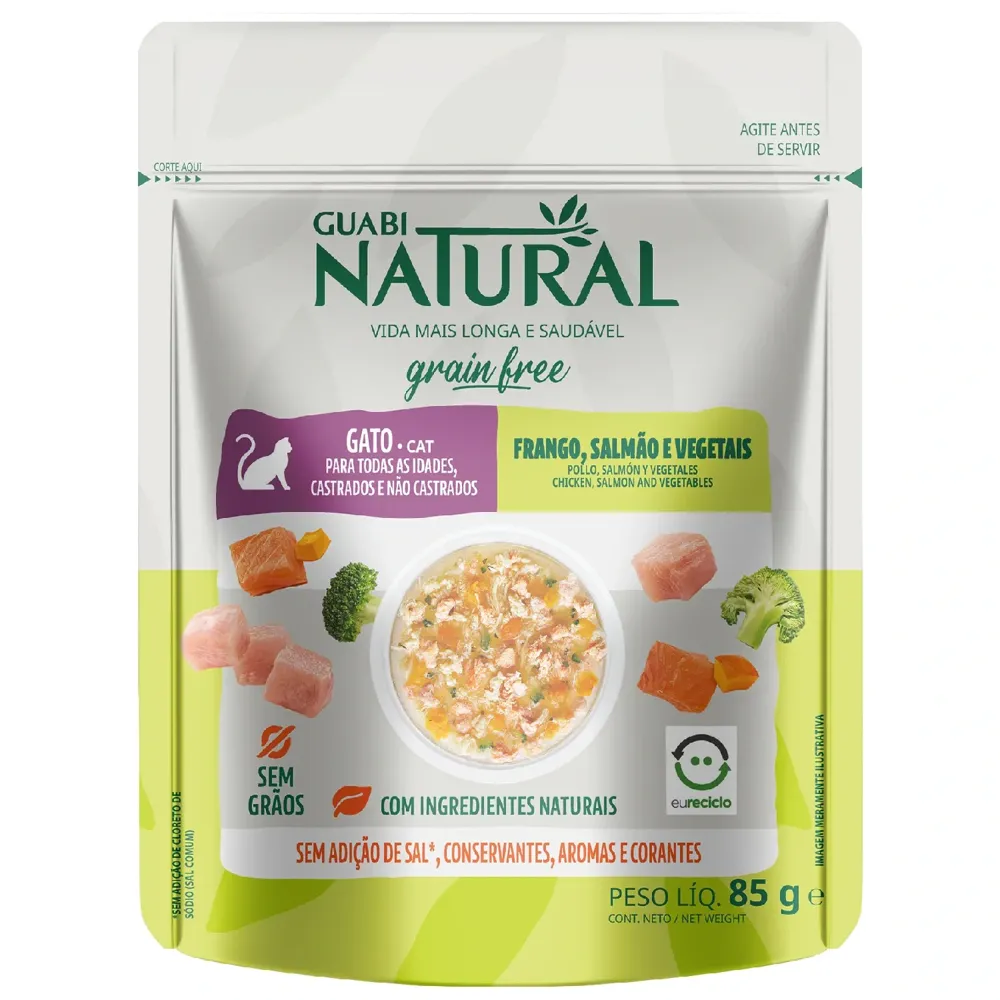 Ração Úmida Guabi Natural Grain Free Gatos Castrado Salmão e Frango — foto 2