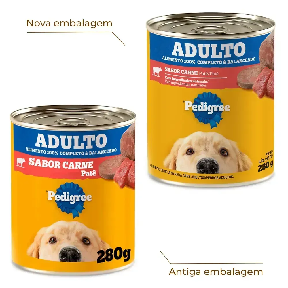 Ração Úmida Pedigree para Cães Adultos Lata Patê de Carne — foto 2