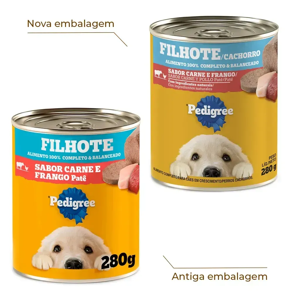 Ração Úmida Pedigree para Cães Filhotes Lata Patê de Carne e Frango — foto 2