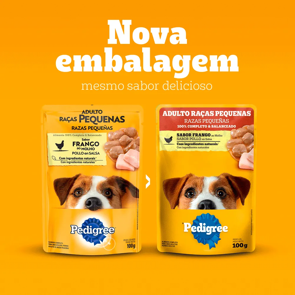 Ração Úmida Pedigree Sachê Cães Adultos Raças Pequenas Frango ao Molho — foto 3