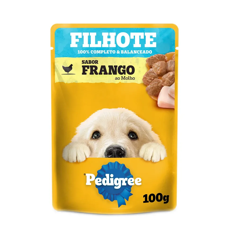 Ração Úmida Pedigree Sachê Cães Filhotes Frango ao Molho