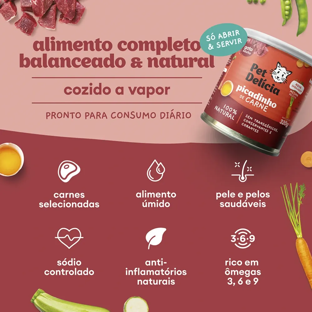 Ração Úmida Pet Delícia Gatos Picadinho de Carne — foto 2