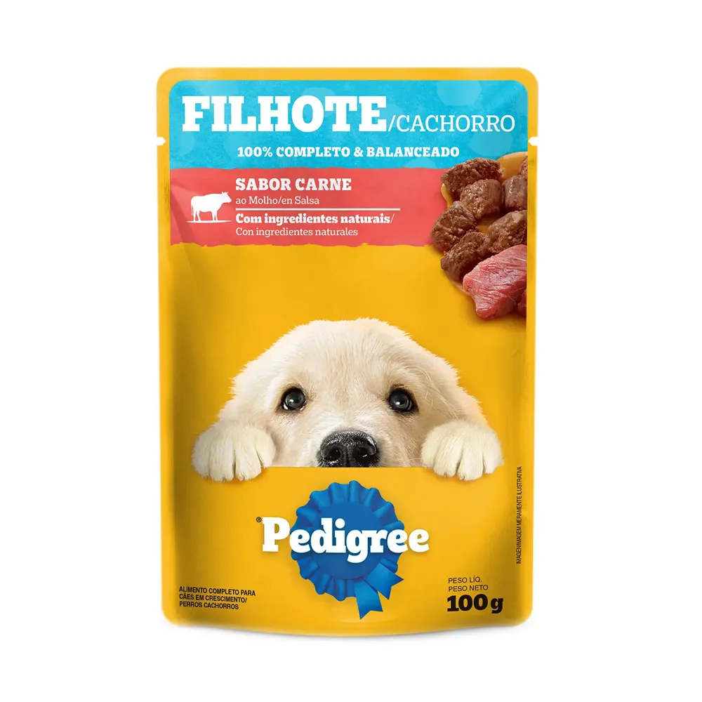Ração Úmida Pedigree Sachê Cães Filhotes Carne ao Molho