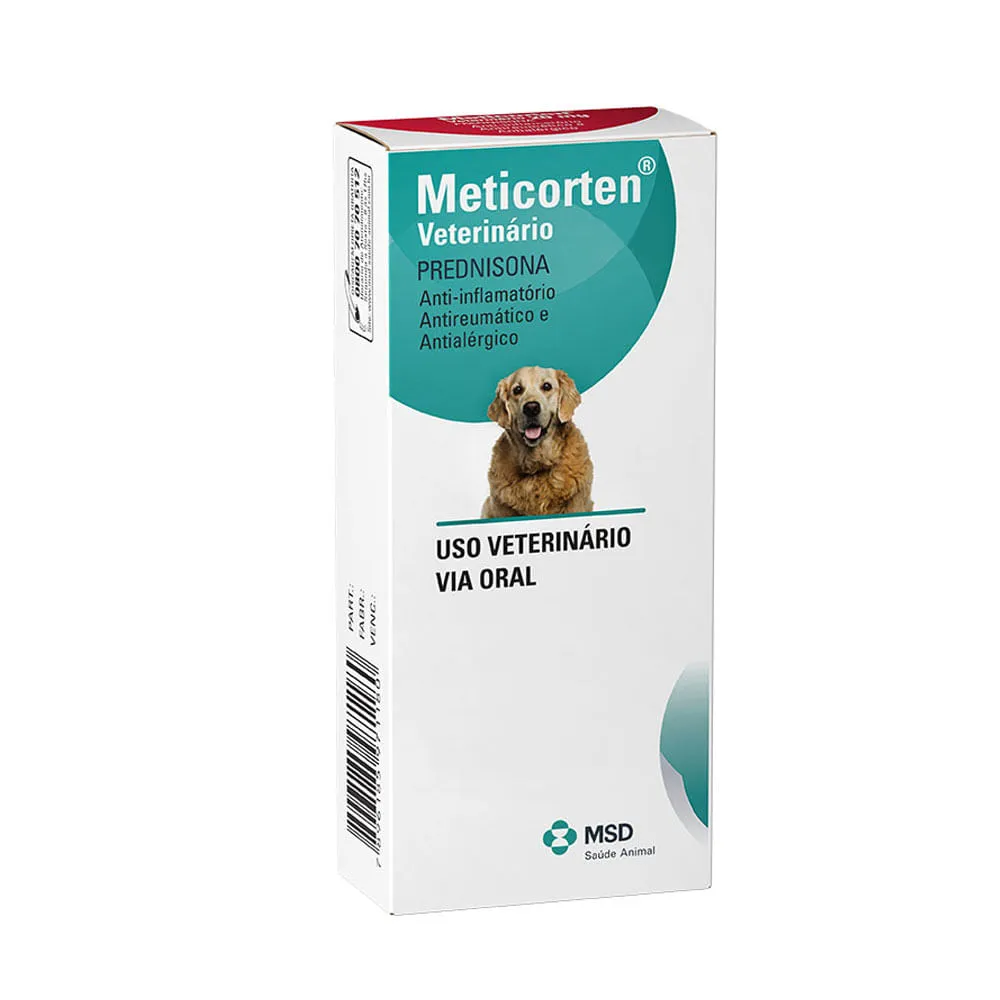 Meticorten 20 mg MSD Anti-inflamatório para Cães