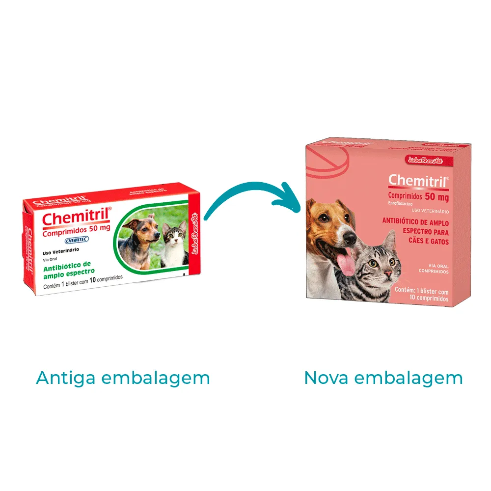 Antibiótico Chemitril 50mg para Cães e Gatos Chemitec — foto 2