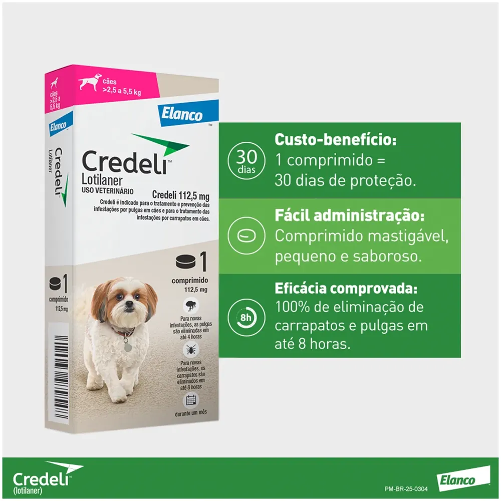 Antipulgas Credeli 112,5mg Cães 2,5 a 5,5kg — foto 2