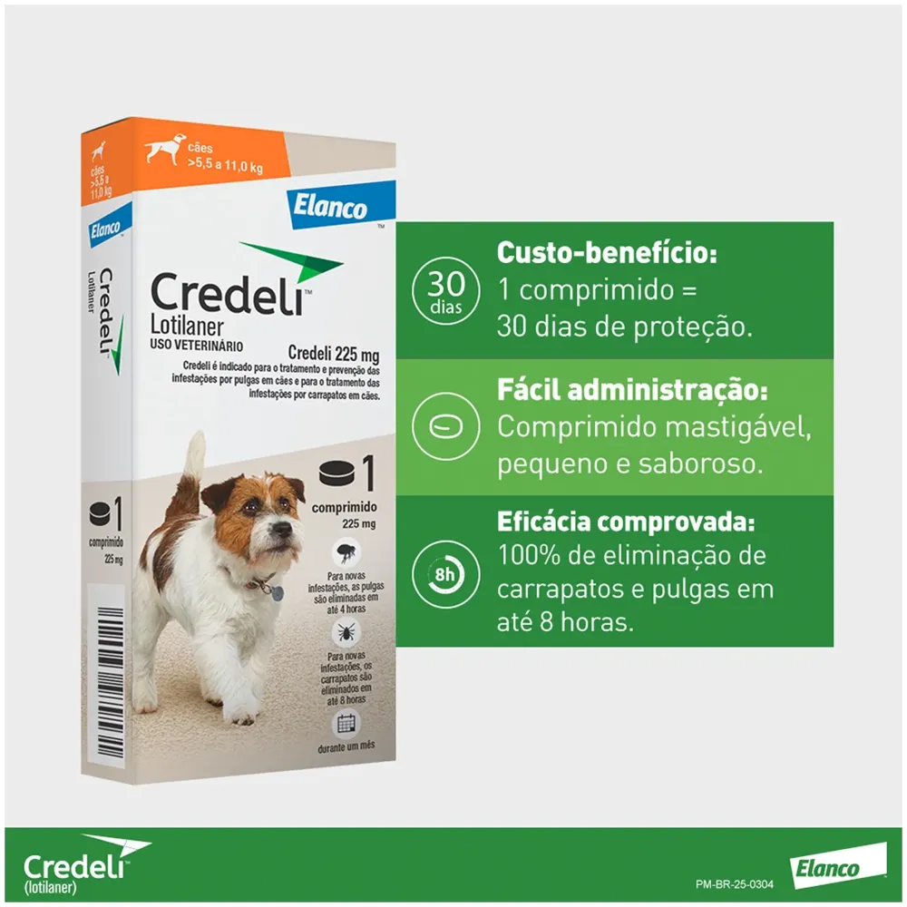 Antipulgas Credeli 225mg Cães 5,5 a 11kg — foto 2