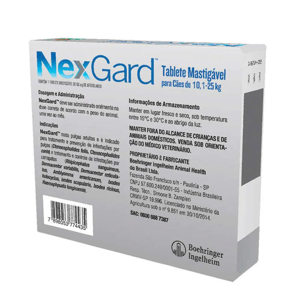 NexGard Antipulgas e Carrapatos para Cães de 10,1 a 25kg — foto 3