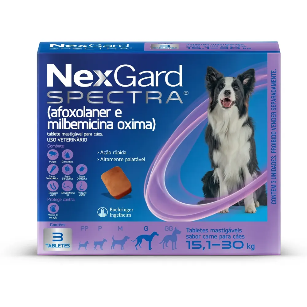 NexGard Spectra 15,1 a 30kg: Antipulgas, Carrapatos e Vermífugo — foto 6
