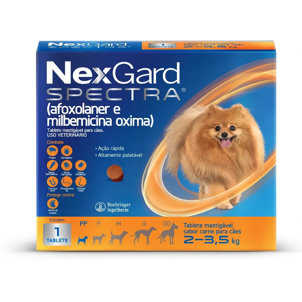 NexGard Spectra 2kg a 3,5kg: Antipulgas, Carrapatos e Vermífugo