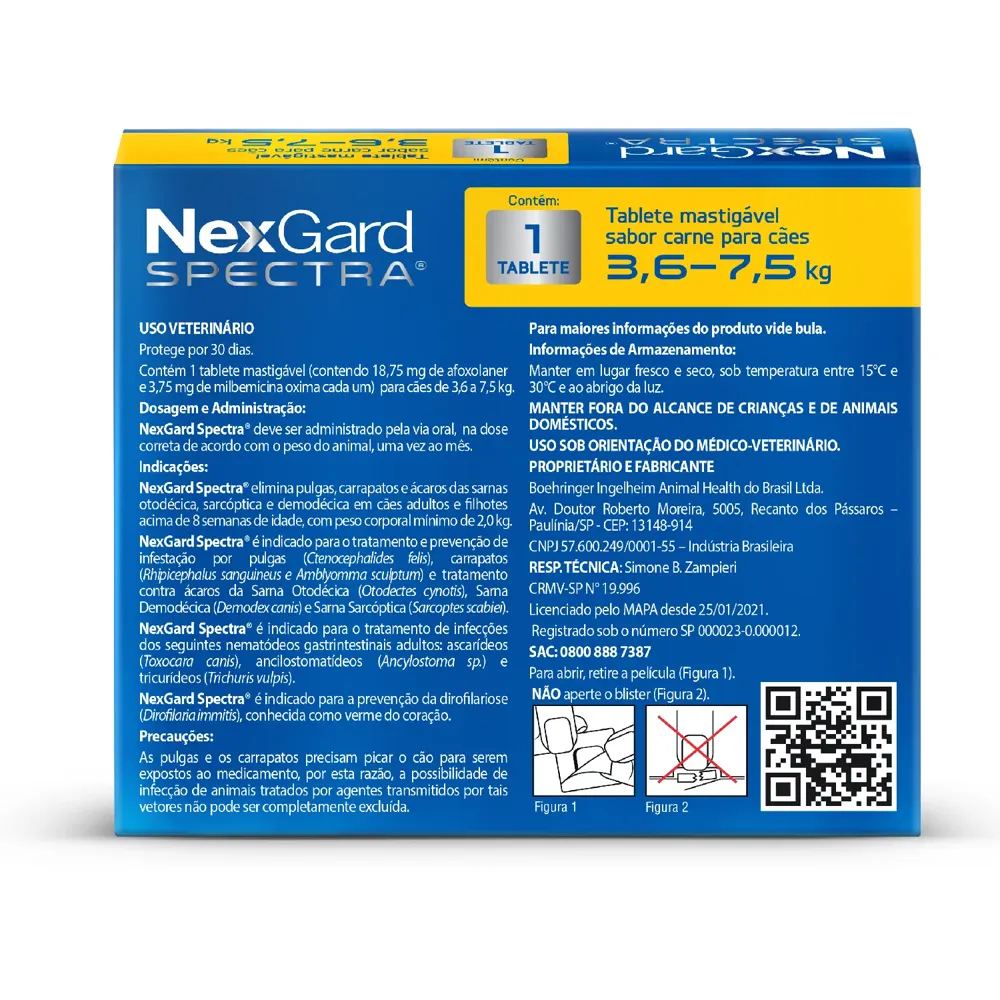 NexGard Spectra 3,6kg a 7,5kg: Antipulgas, Carrapatos e Vermífugo — foto 5