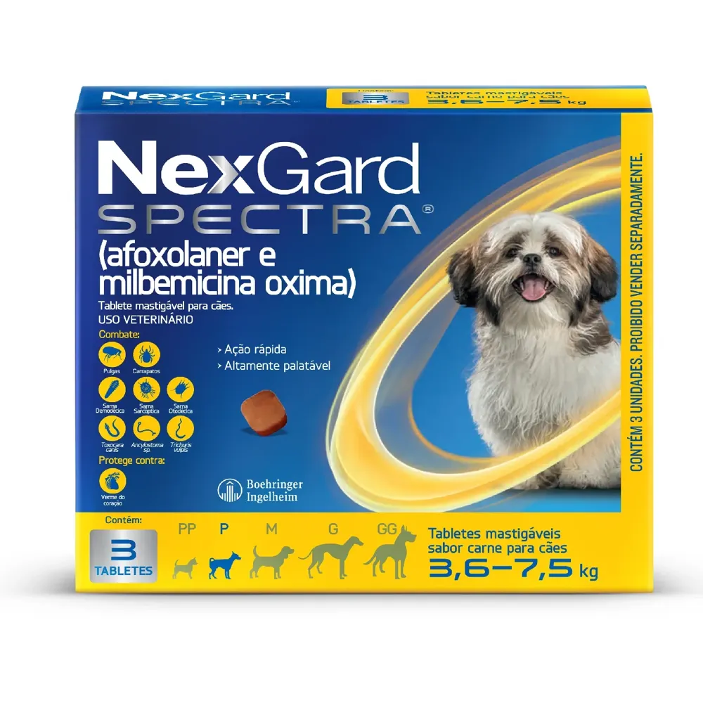 NexGard Spectra 3,6kg a 7,5kg: Antipulgas, Carrapatos e Vermífugo — foto 6