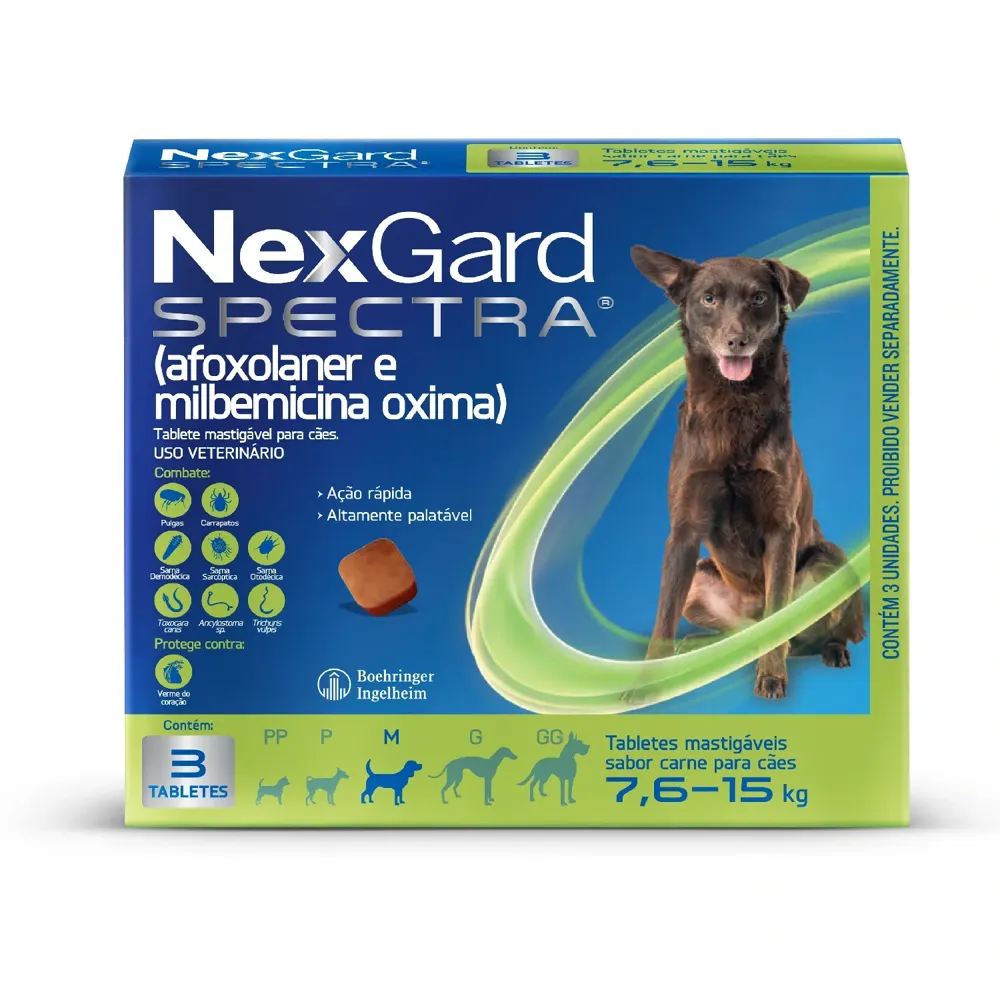 NexGard Spectra 7,6kg a 15kg: Antipulgas, Carrapatos e Vermífugo — foto 6