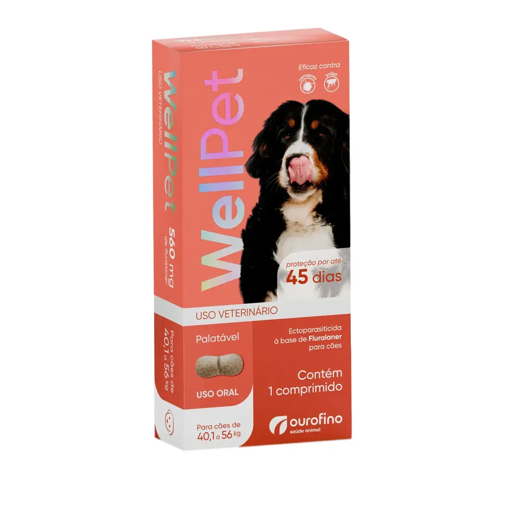 Antipulgas e Carrapatos Wellpet 560 mg para Cães 40,1 a 56 kg