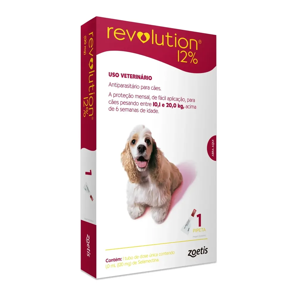 Antipulgas Revolution 12% para Cães de 10,1kg a 20kg