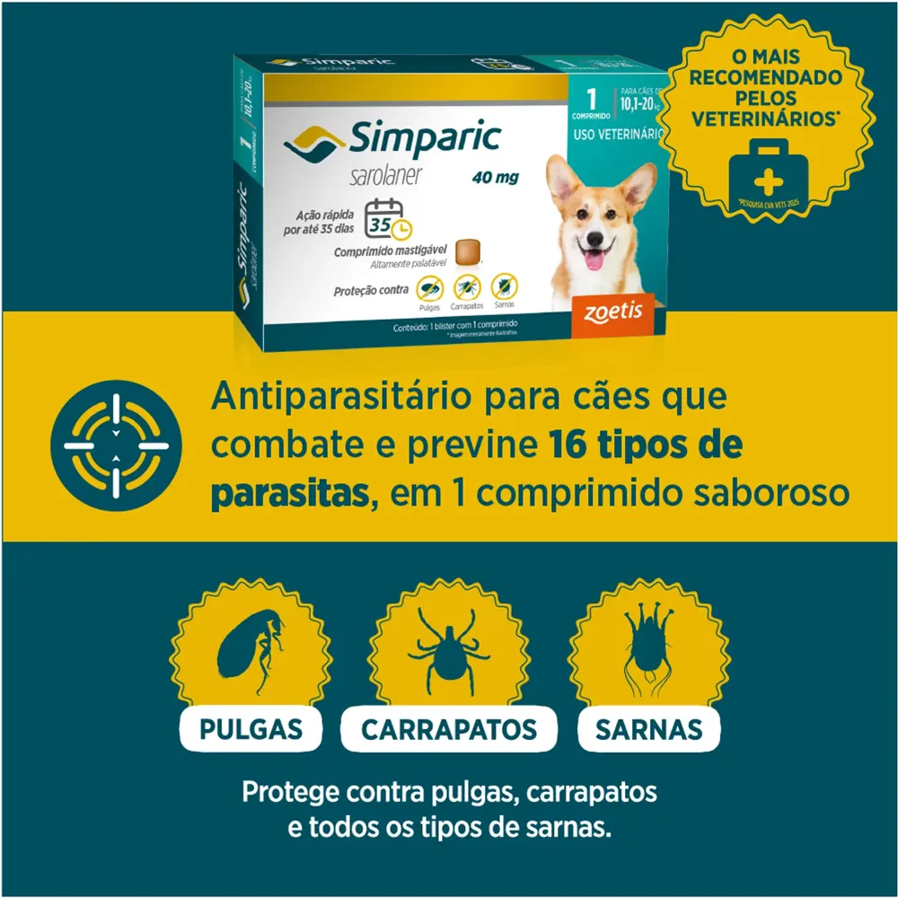 Antipulgas Simparic 40mg para Cães 10 a 20kg — foto 5