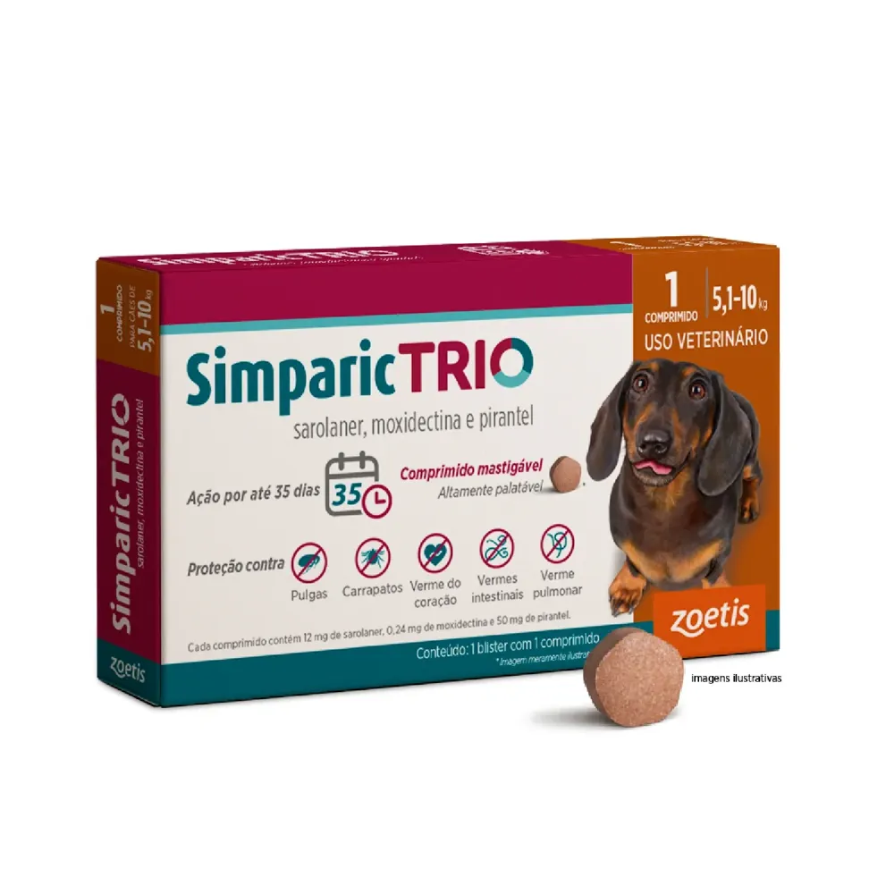 Antipulgas Simparic Trio 12mg para Cães 5,1 a 10kg — foto 2