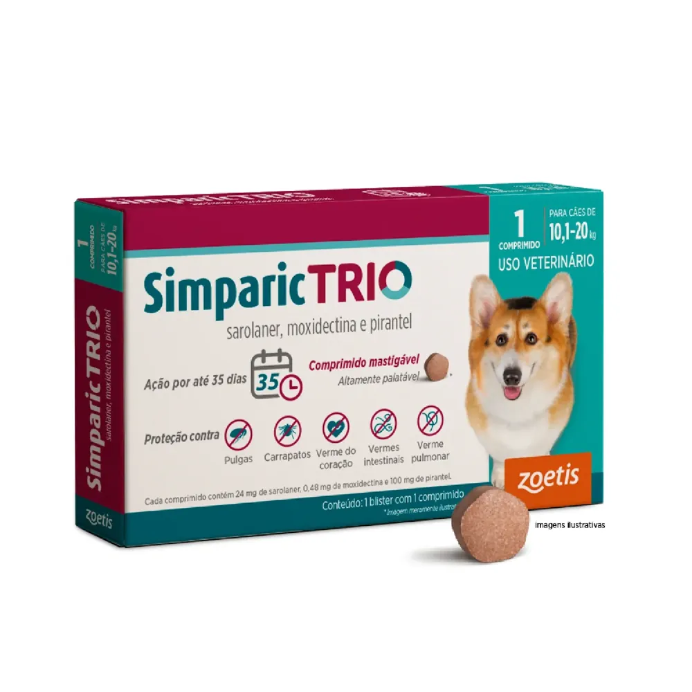 Antipulgas Simparic Trio 24mg para Cães 10,1 a 20kg — foto 2
