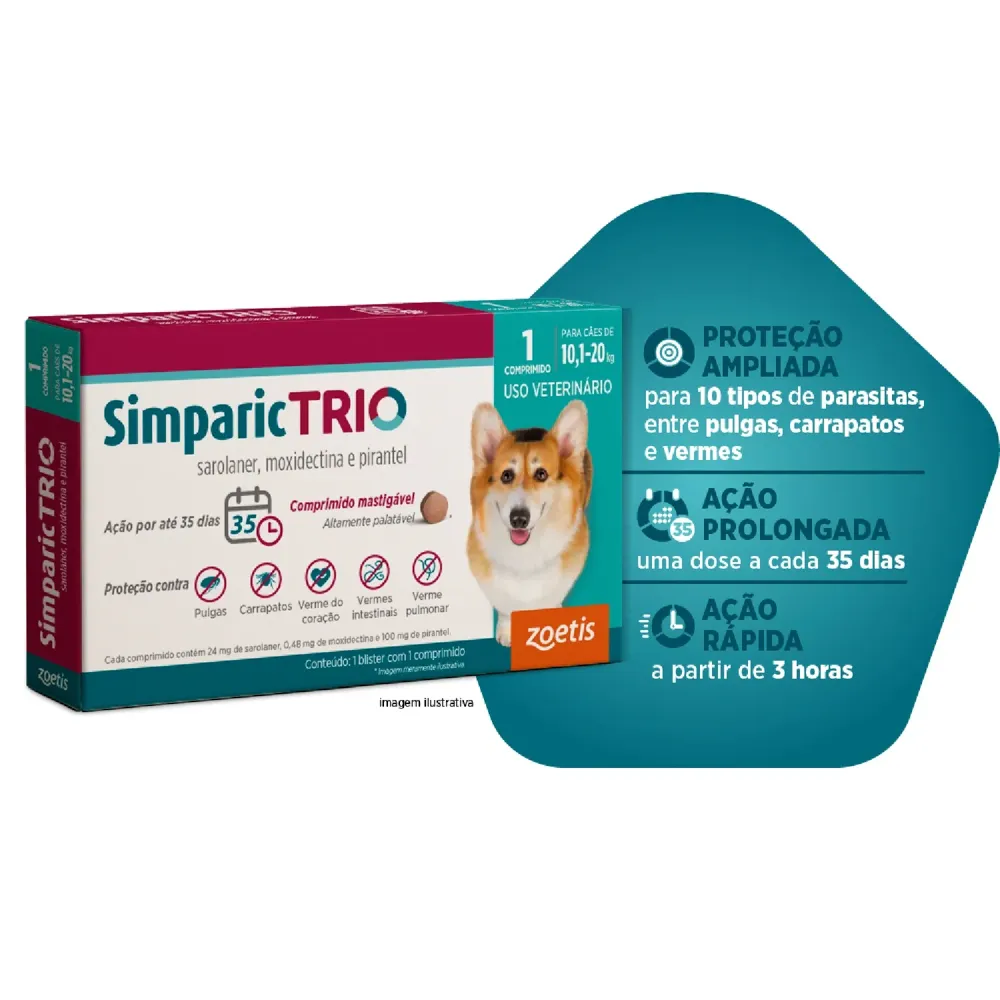 Antipulgas Simparic Trio 24mg para Cães 10,1 a 20kg — foto 3