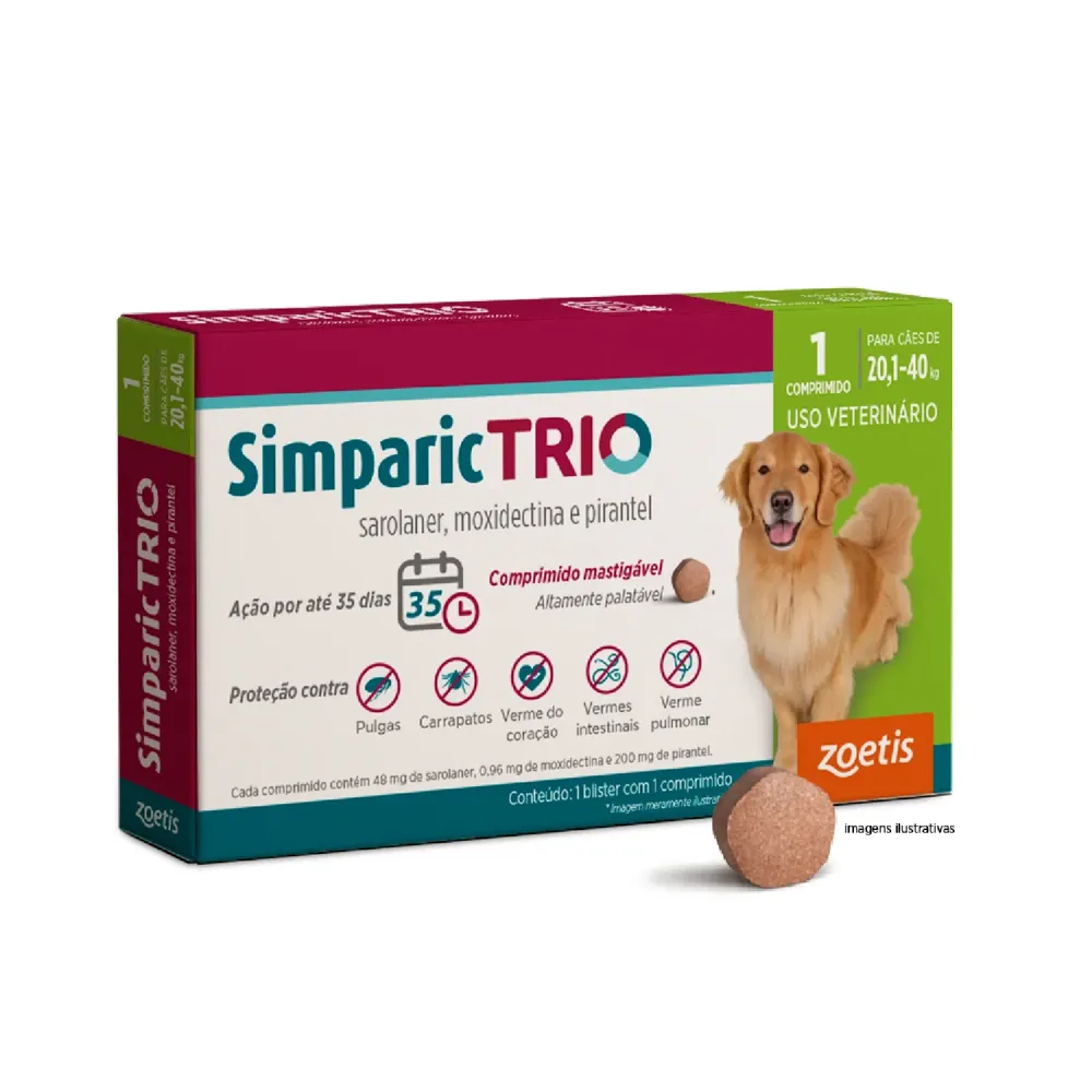 Antipulgas Simparic Trio 48mg para Cães 20,1 a 40kg — foto 2