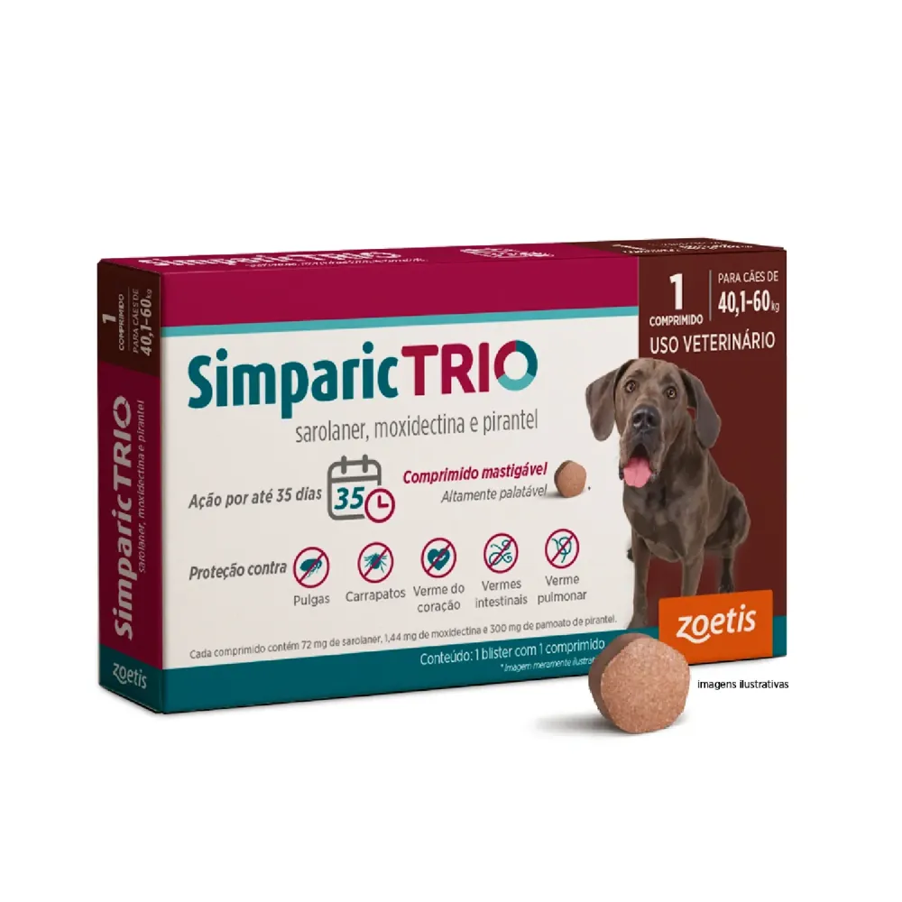 Antipulgas Simparic Trio 72mg para Cães 40,1 a 60kg — foto 2