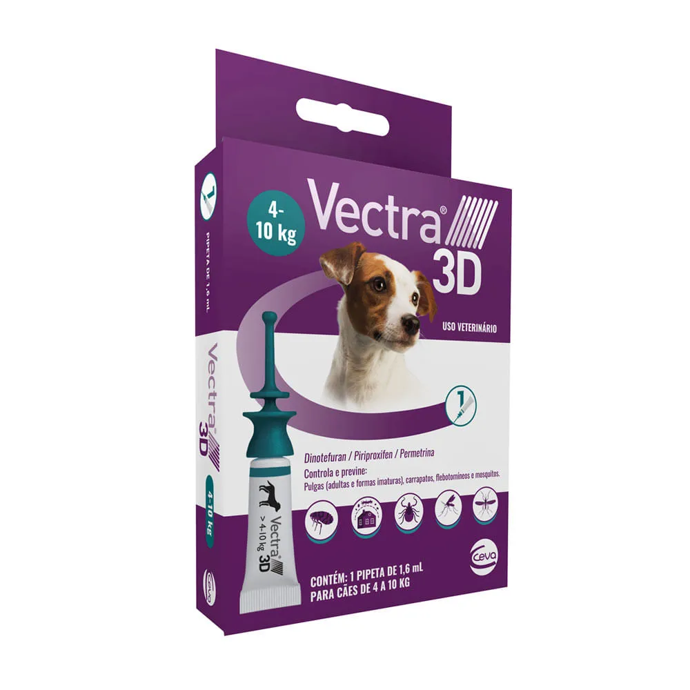 Antipulgas Vectra 3D Cães 4 a 10 kg Ceva 1,6 ml