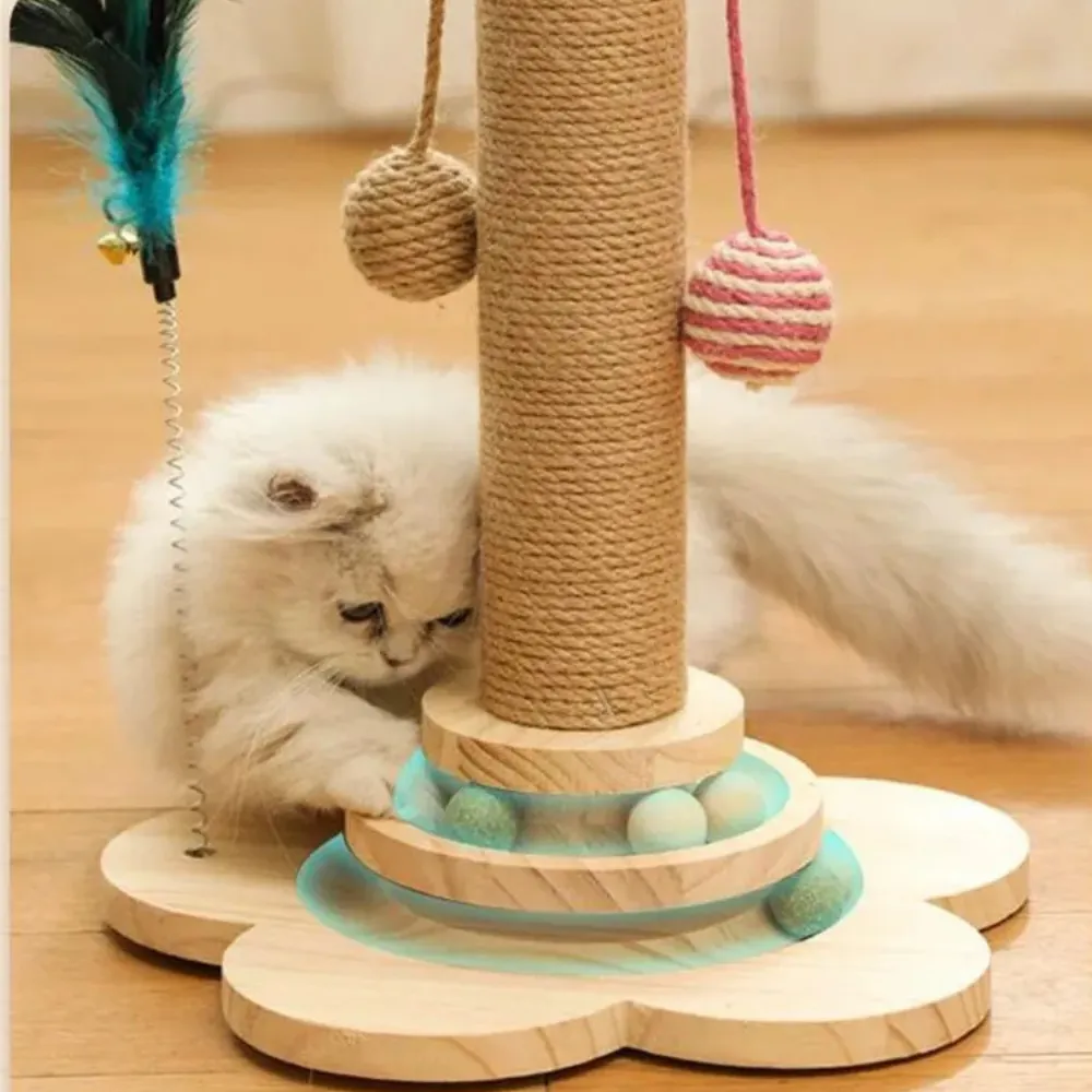 Arranhador de Madeira com Brinquedos para Gatos — foto 4