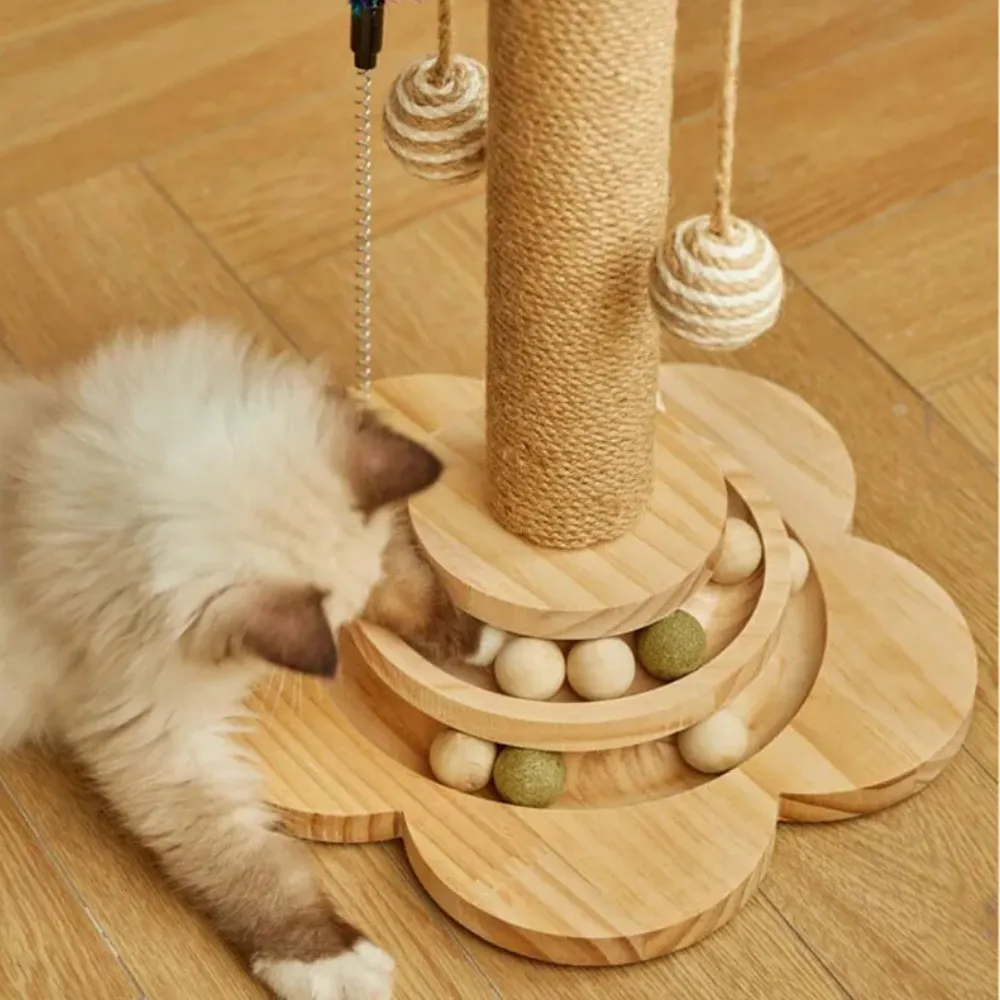 Arranhador de Madeira com Brinquedos para Gatos — foto 5