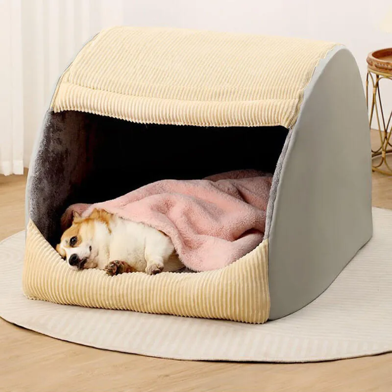 Cama Grande Destacável de Flanela Quente Semi-fechada para Cães — foto 2