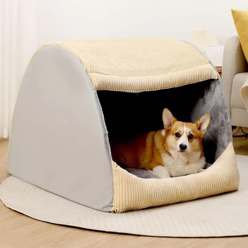 Cama Grande Destacável de Flanela Quente Semi-fechada para Cães — foto 3