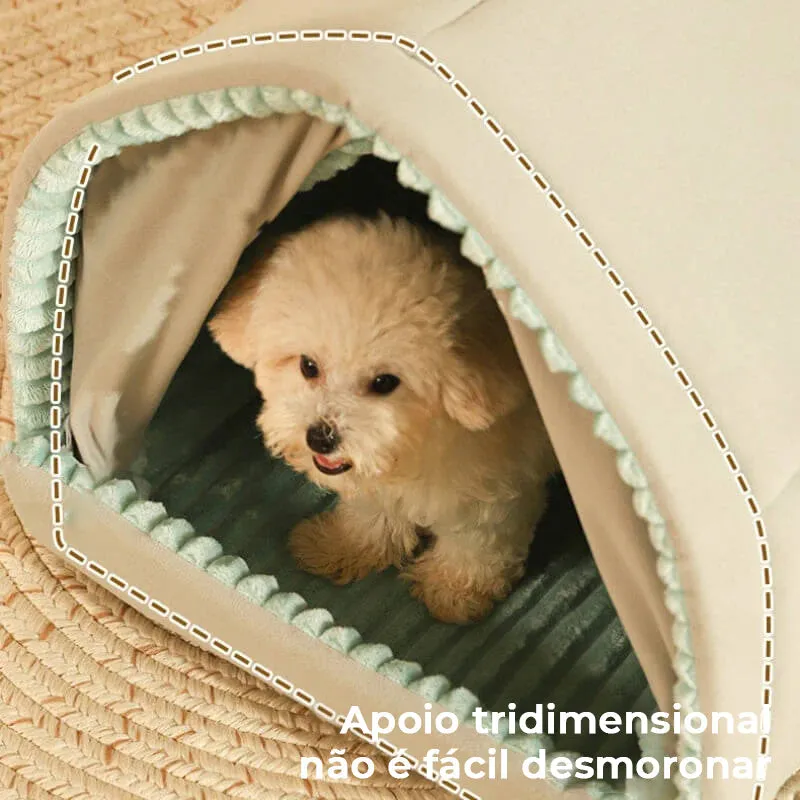 Cama para Cachorro Fechada em Formato de Casa para pets com Cortina Dupla — foto 3