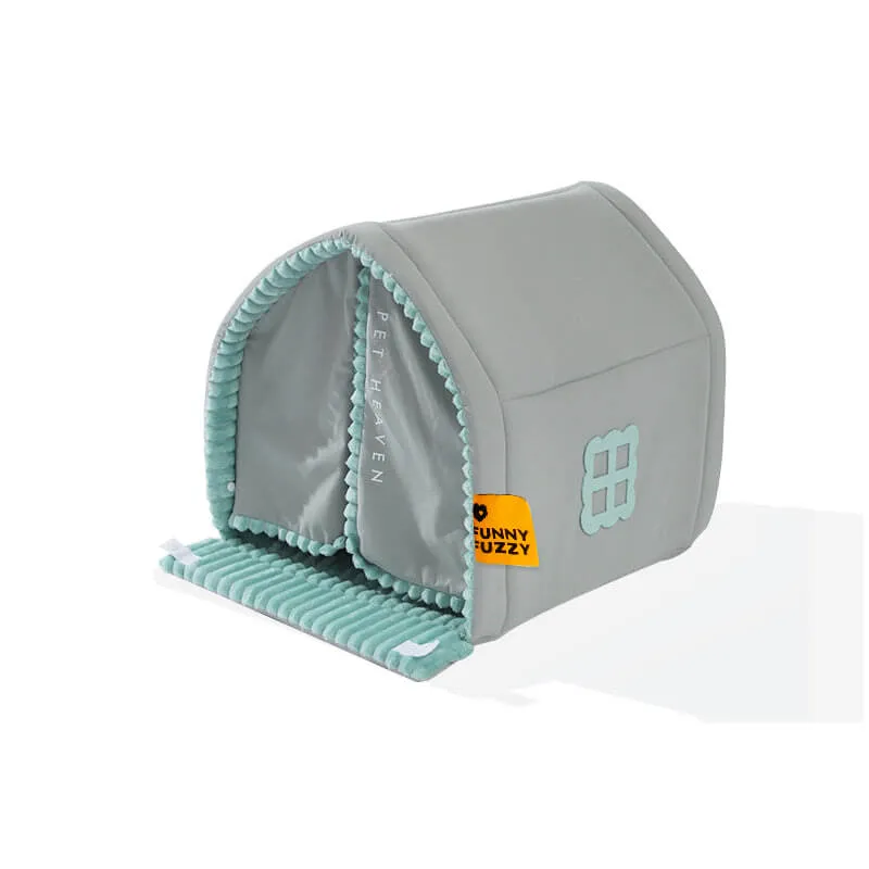 Cama para Cachorro Fechada em Formato de Casa para pets com Cortina Dupla — foto 5