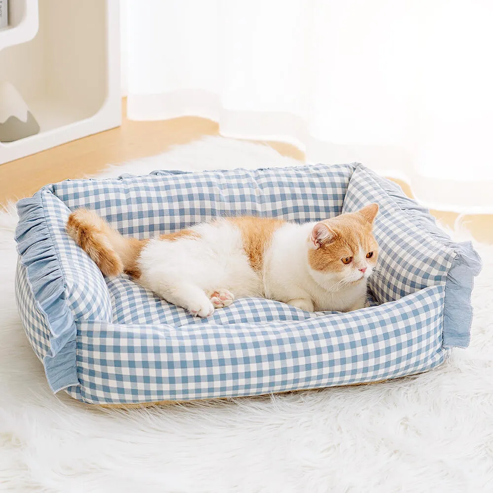 Cama quente destacável para cães e gatos com babados da moda — foto 6
