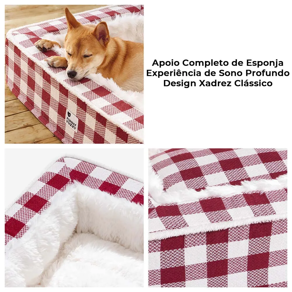 Clássica Cama Festiva Tartan Aconchegante para Cães Anti-ansiedade Calmante — foto 4