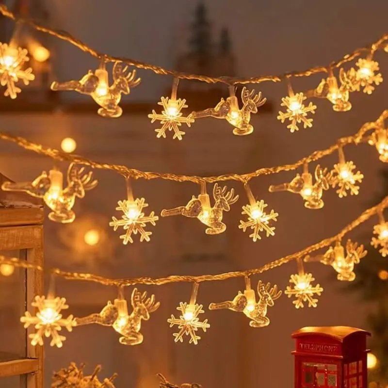 Luzes LED Luzes de corda USB para renas e flocos de neve de Natal — foto 3