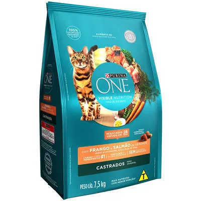 NESTLÉ® PURINA® ONE® Ração Seca para gatos adultos castrados Frango e Salmão 7,5kg — foto 2