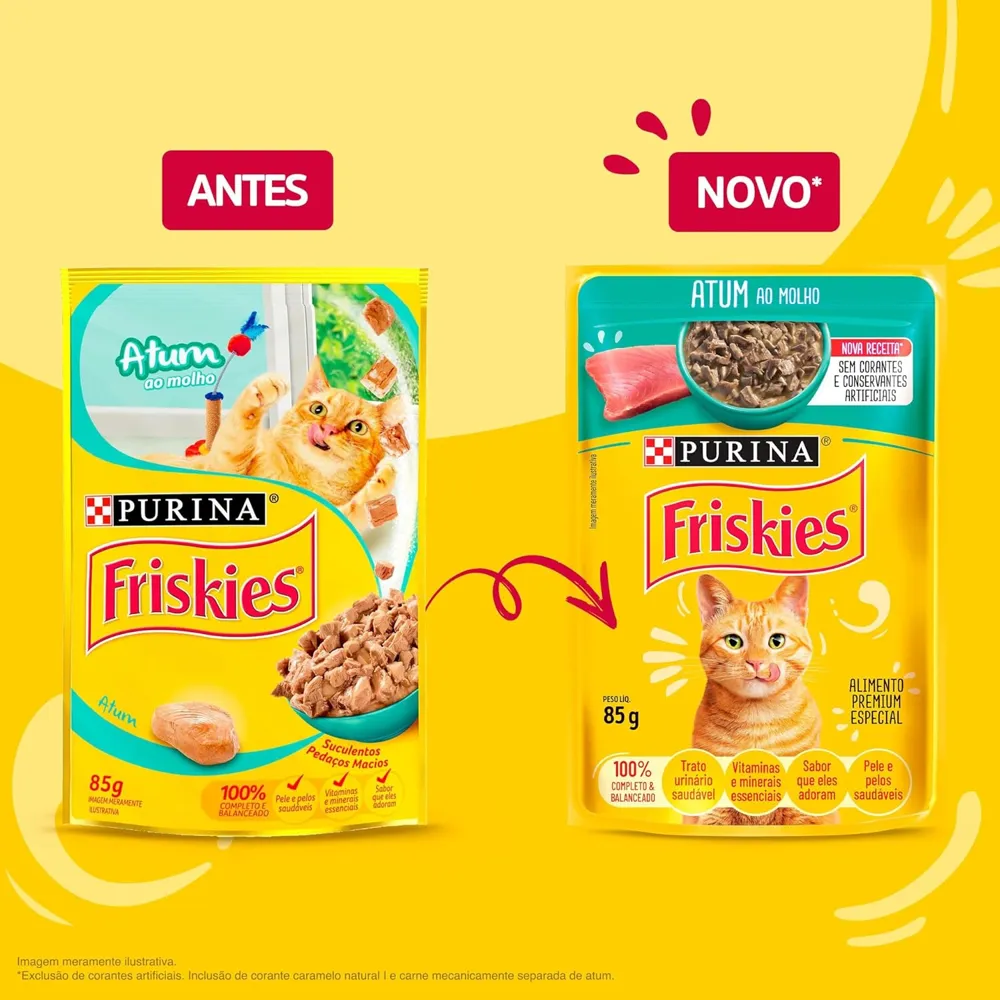 Pack Nestlé Purina Friskies Ração Úmida Para Gatos Adultos Atum Ao Molho - Com 15 Sachês 85g — foto 2