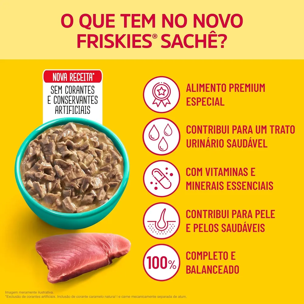 Pack Nestlé Purina Friskies Ração Úmida Para Gatos Adultos Atum Ao Molho - Com 15 Sachês 85g — foto 4
